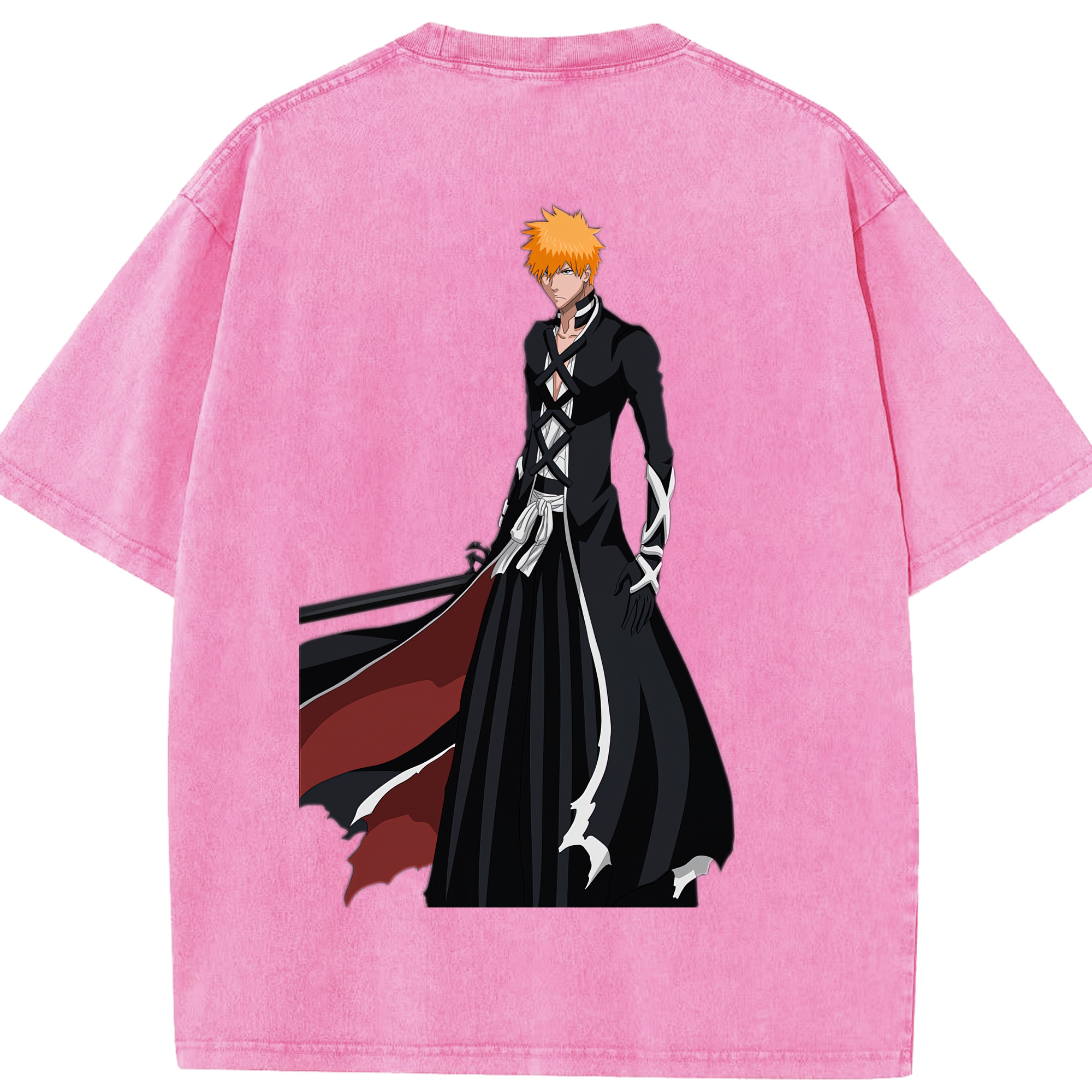 （画像用） ブリーチ 黒崎一護（くろさき いちご）BLEACH Kurosaki Ichigo 綿100% ヴィンテージ風 半袖Tシャツ（背面プリント）